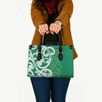 Pounamu Green Maori Leather Bag Koru Kowhaiwhai - Aussie Hoodie