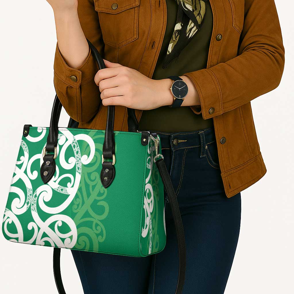 Pounamu Green Maori Leather Bag Koru Kowhaiwhai - Aussie Hoodie