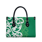 Pounamu Green Maori Leather Bag Koru Kowhaiwhai - Aussie Hoodie