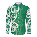 Pounamu Green Maori Long Sleeve Button Shirt Koru Kowhaiwhai - Aussie Hoodie