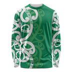 Pounamu Green Maori Long Sleeve Shirt Koru Kowhaiwhai - Aussie Hoodie