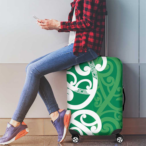 Pounamu Green Maori Luggage Cover Koru Kowhaiwhai - Aussie Hoodie