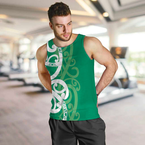 Pounamu Green Maori Men Tank Top Koru Kowhaiwhai - Aussie Hoodie