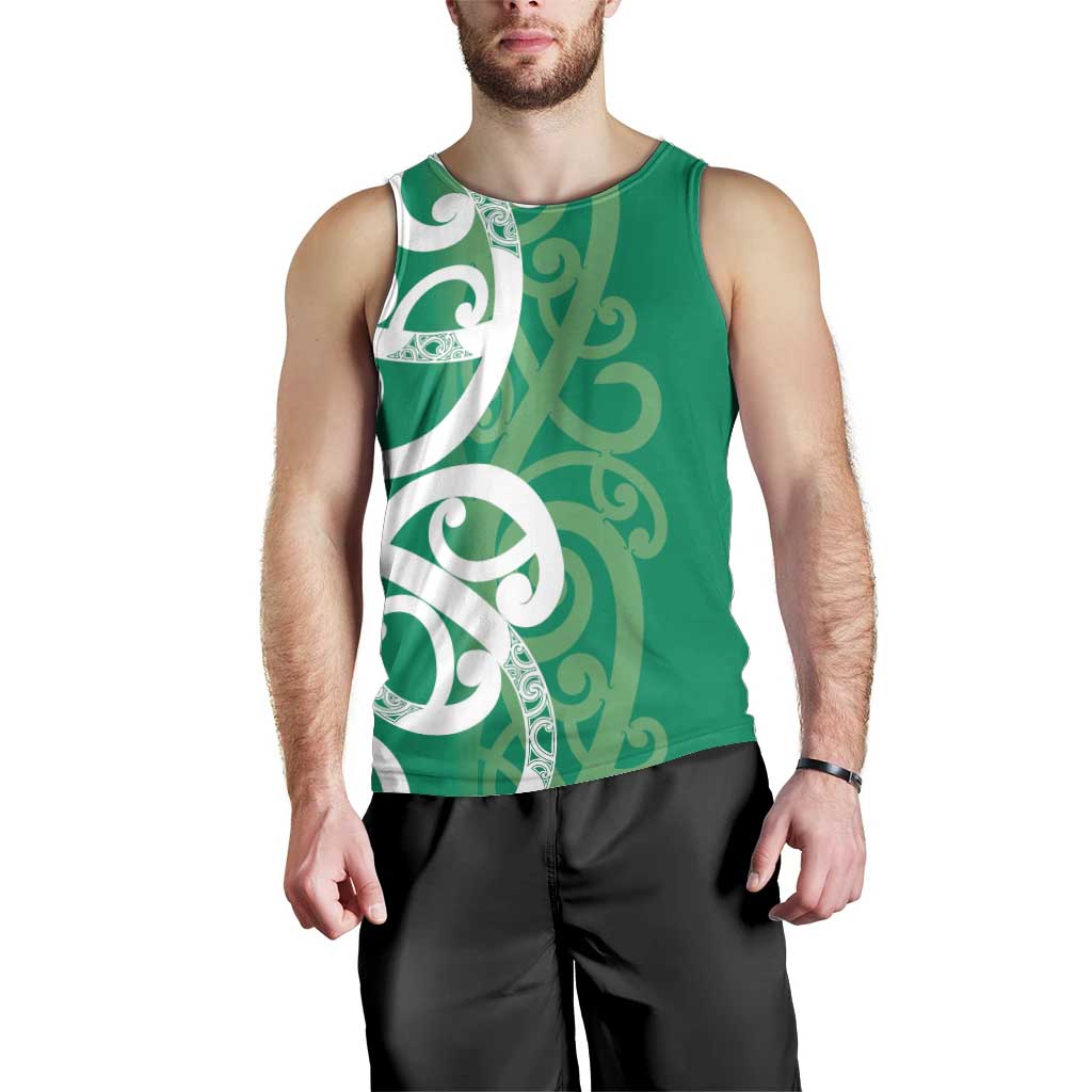 Pounamu Green Maori Men Tank Top Koru Kowhaiwhai - Aussie Hoodie