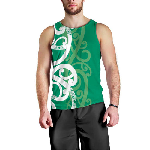 Pounamu Green Maori Men Tank Top Koru Kowhaiwhai - Aussie Hoodie