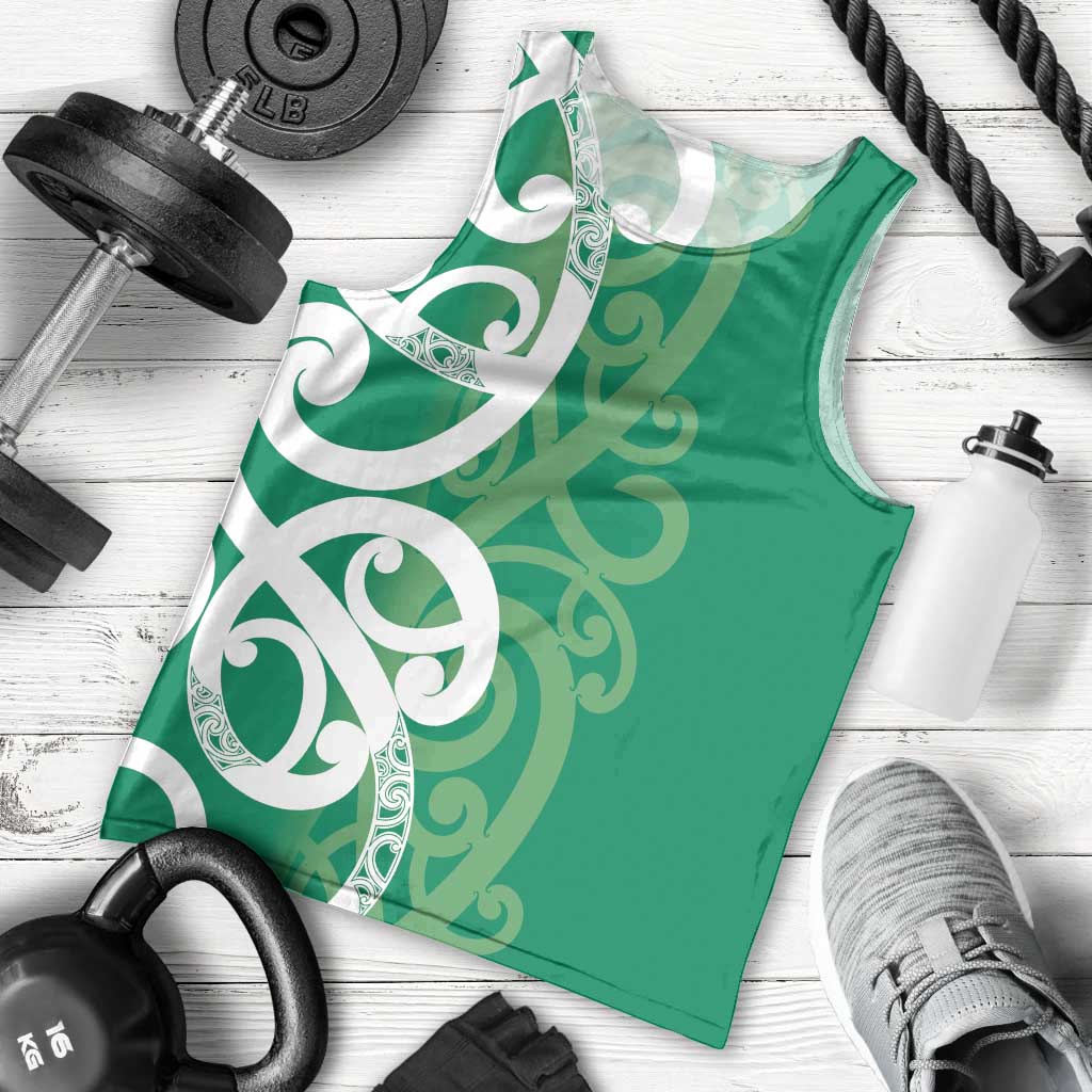 Pounamu Green Maori Men Tank Top Koru Kowhaiwhai - Aussie Hoodie