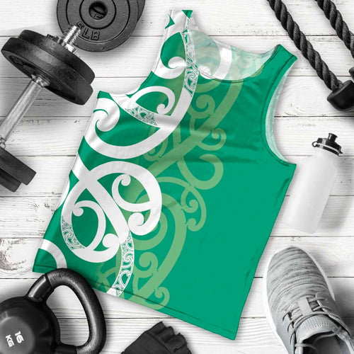 Pounamu Green Maori Men Tank Top Koru Kowhaiwhai - Aussie Hoodie