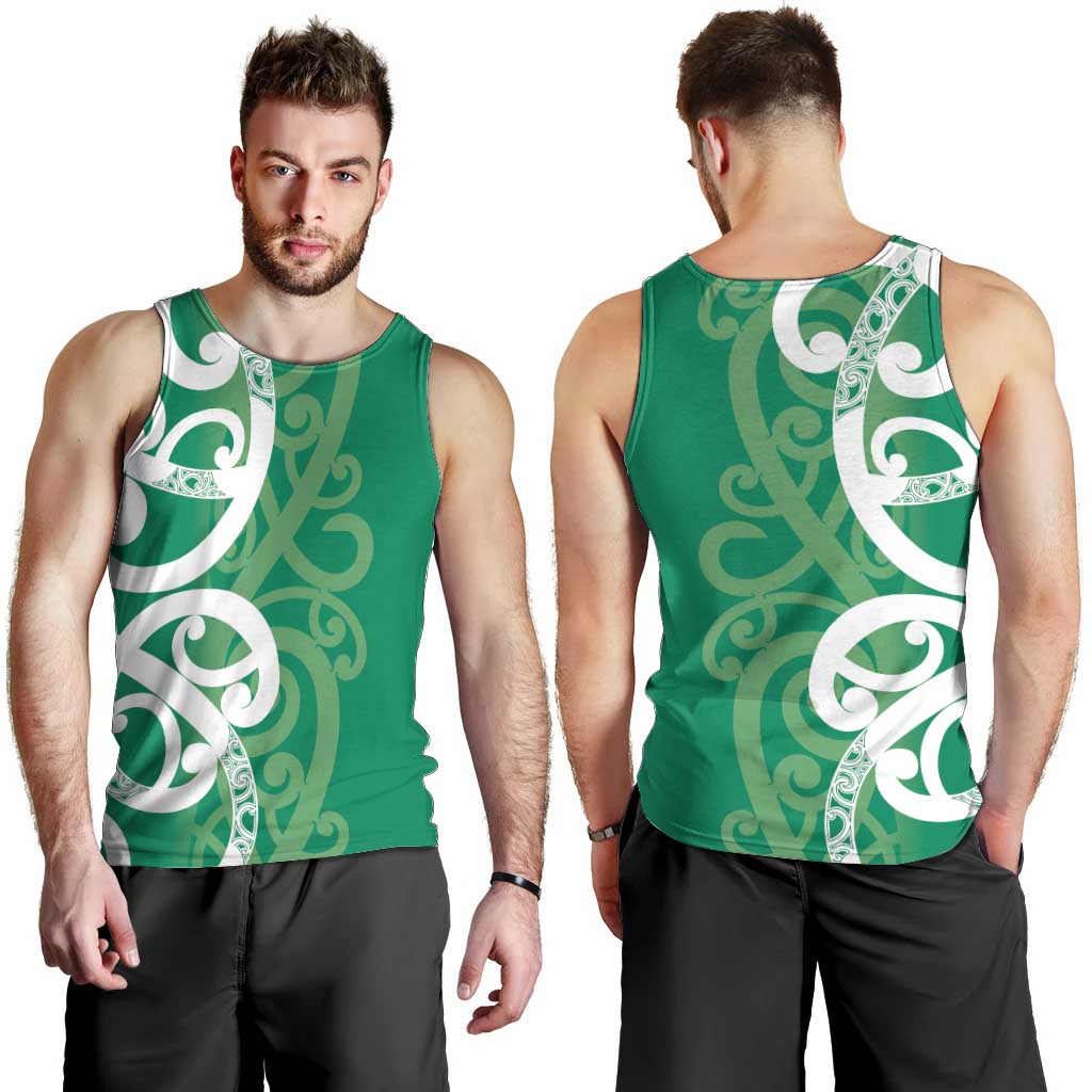 Pounamu Green Maori Men Tank Top Koru Kowhaiwhai - Aussie Hoodie