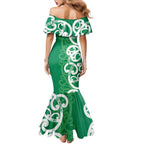 Pounamu Green Maori Mermaid Dress Koru Kowhaiwhai - Aussie Hoodie
