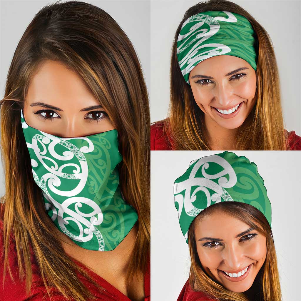 Pounamu Green Maori Neck Gaiter Koru Kowhaiwhai - Aussie Hoodie