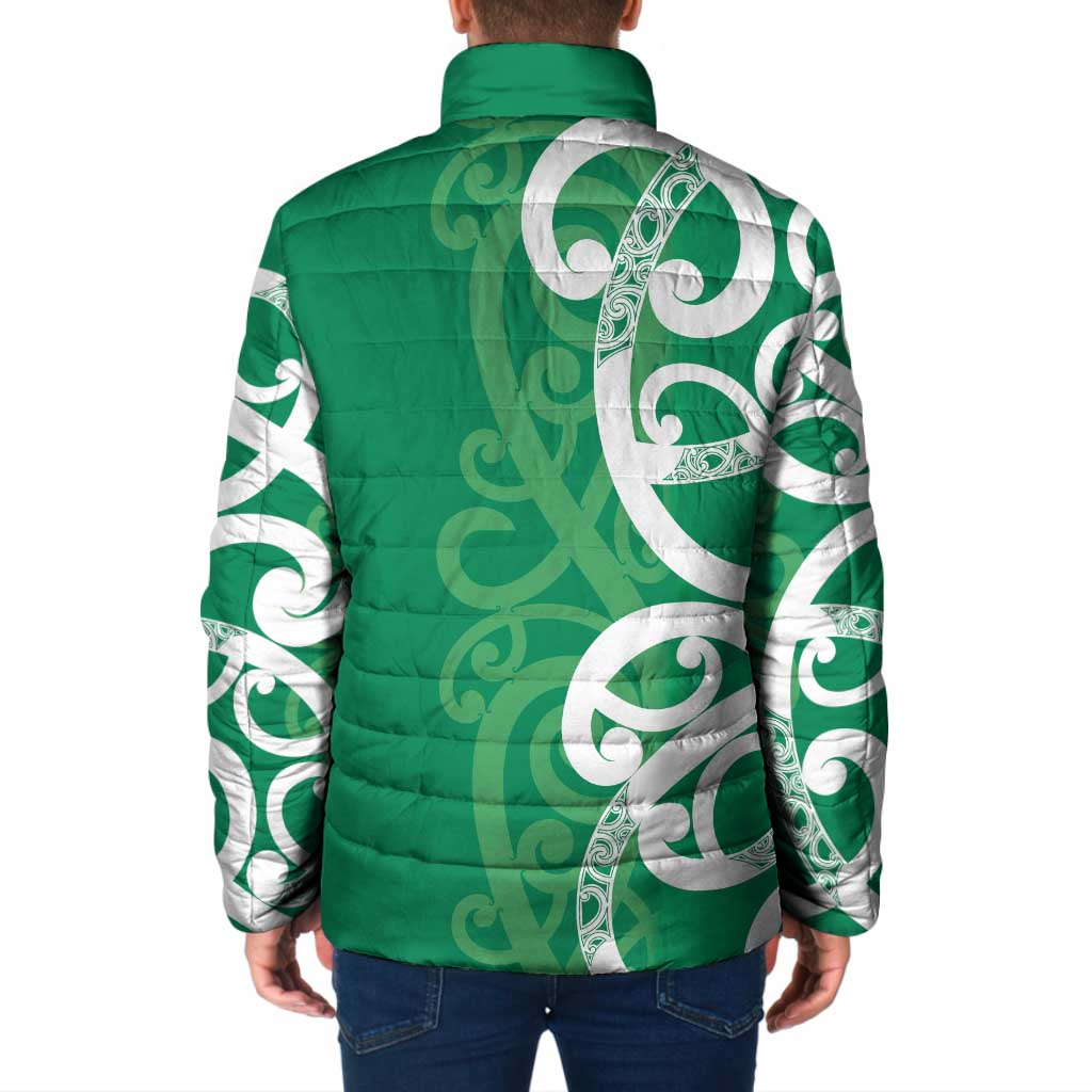 Pounamu Green Maori Padded Jacket Koru Kowhaiwhai - Aussie Hoodie