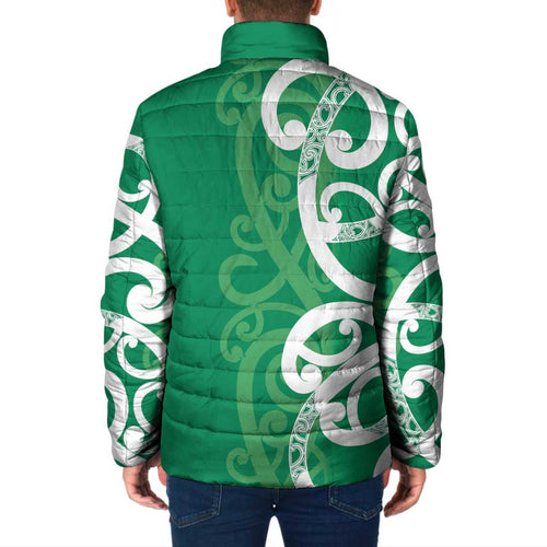 Pounamu Green Maori Padded Jacket Koru Kowhaiwhai - Aussie Hoodie