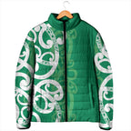 Pounamu Green Maori Padded Jacket Koru Kowhaiwhai - Aussie Hoodie