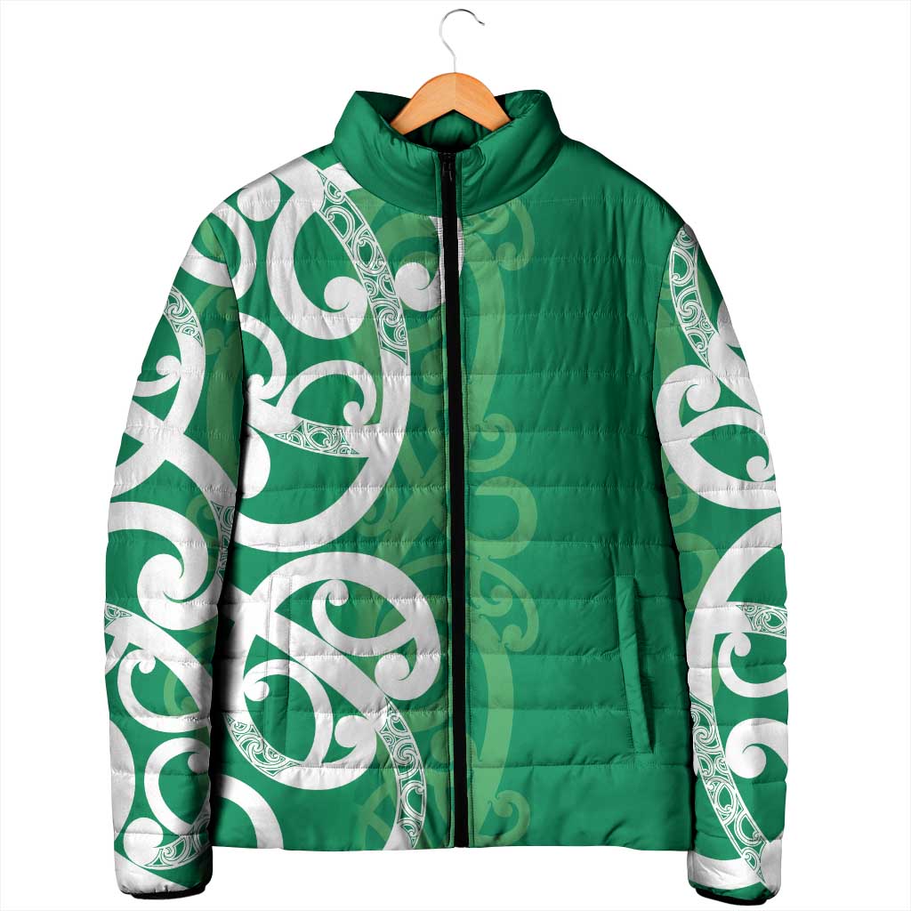 Pounamu Green Maori Padded Jacket Koru Kowhaiwhai - Aussie Hoodie