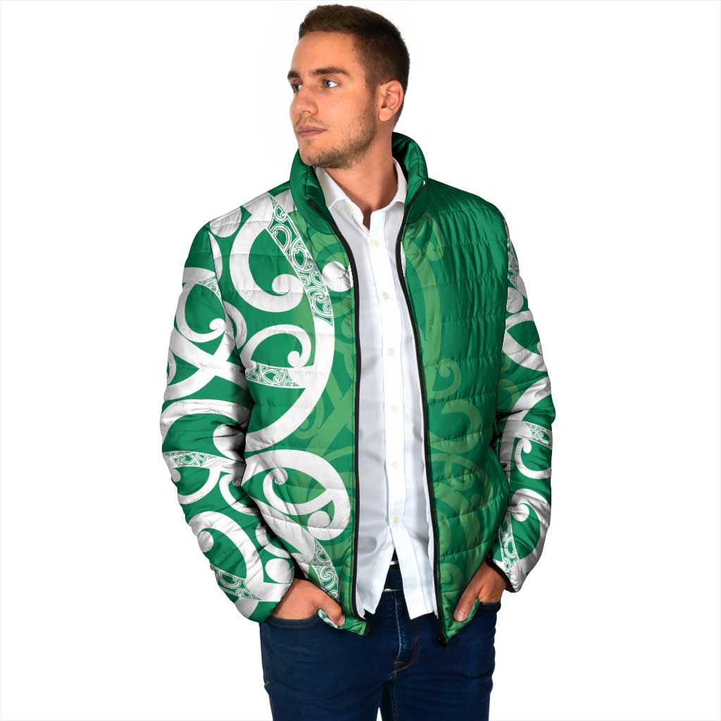 Pounamu Green Maori Padded Jacket Koru Kowhaiwhai - Aussie Hoodie