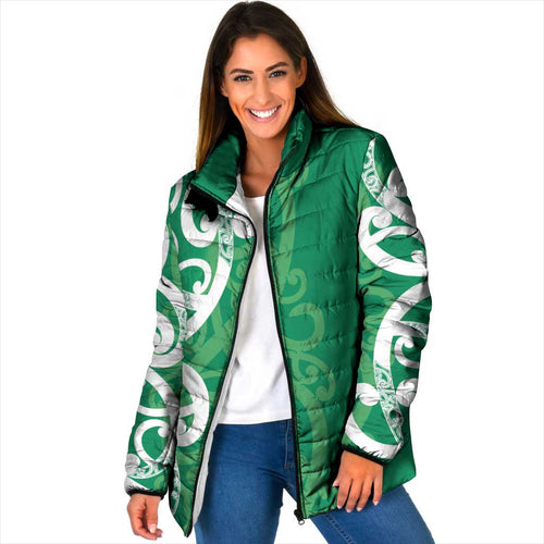 Pounamu Green Maori Padded Jacket Koru Kowhaiwhai - Aussie Hoodie