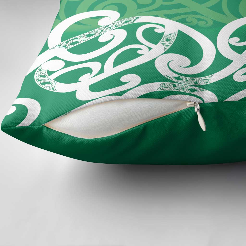 Pounamu Green Maori Pillow Cover Koru Kowhaiwhai - Aussie Hoodie