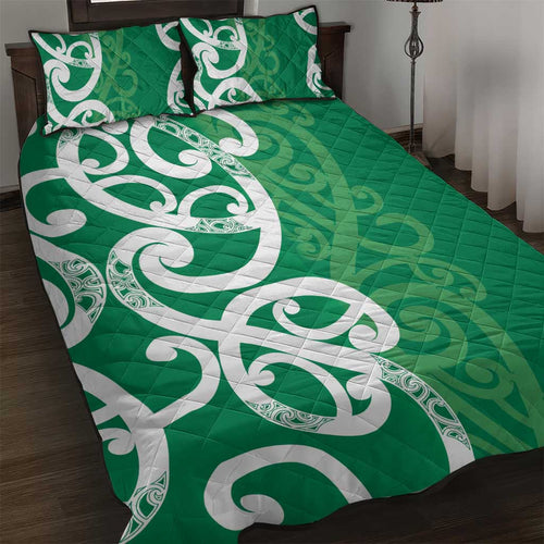 Pounamu Green Maori Quilt Bed Set Koru Kowhaiwhai - Aussie Hoodie