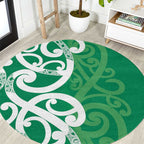 Pounamu Green Maori Round Carpet Koru Kowhaiwhai - Aussie Hoodie