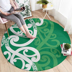 Pounamu Green Maori Round Carpet Koru Kowhaiwhai - Aussie Hoodie