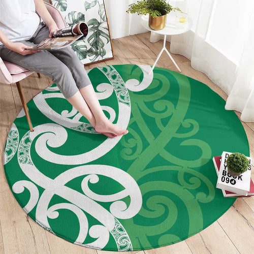 Pounamu Green Maori Round Carpet Koru Kowhaiwhai - Aussie Hoodie