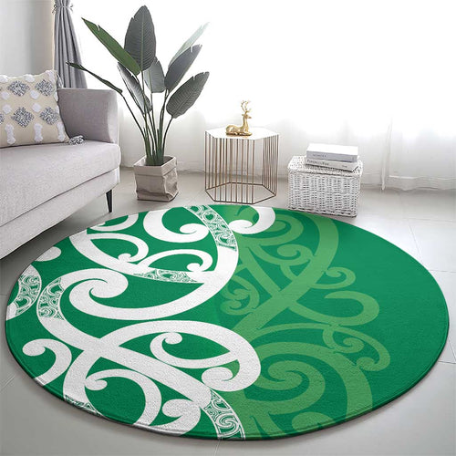 Pounamu Green Maori Round Carpet Koru Kowhaiwhai - Aussie Hoodie