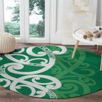 Pounamu Green Maori Round Carpet Koru Kowhaiwhai - Aussie Hoodie