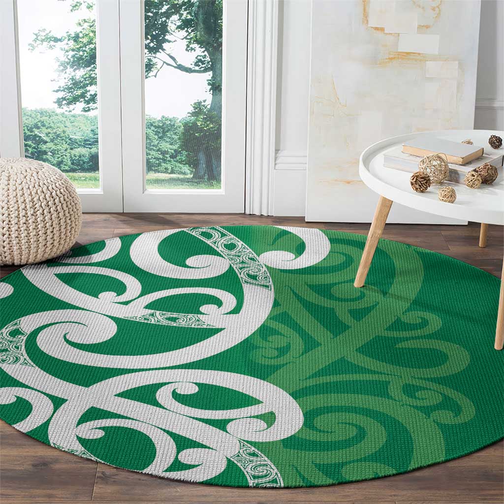 Pounamu Green Maori Round Carpet Koru Kowhaiwhai - Aussie Hoodie