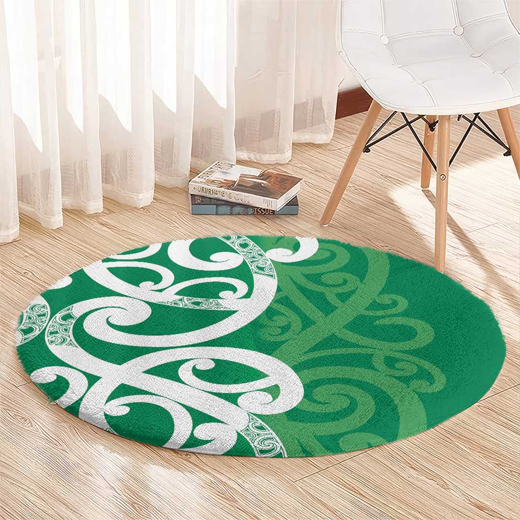 Pounamu Green Maori Round Carpet Koru Kowhaiwhai - Aussie Hoodie