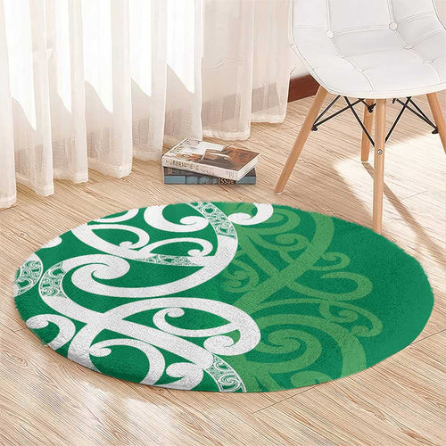 Pounamu Green Maori Round Carpet Koru Kowhaiwhai - Aussie Hoodie