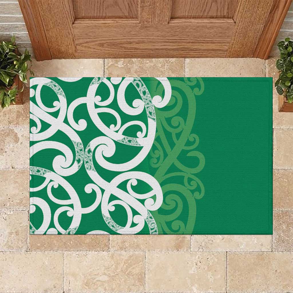 Pounamu Green Maori Rubber Doormat Koru Kowhaiwhai - Aussie Hoodie