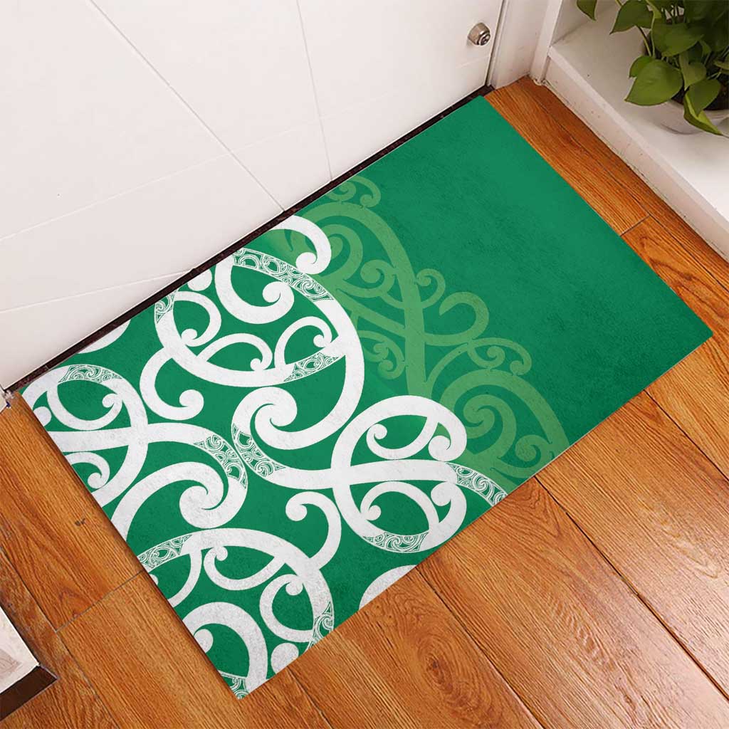 Pounamu Green Maori Rubber Doormat Koru Kowhaiwhai - Aussie Hoodie