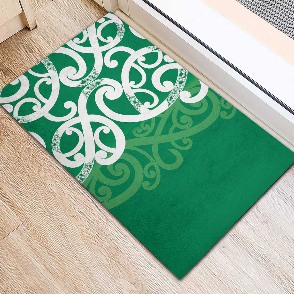 Pounamu Green Maori Rubber Doormat Koru Kowhaiwhai - Aussie Hoodie