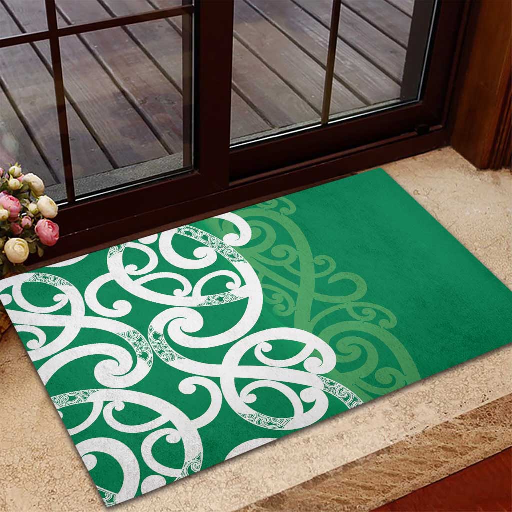 Pounamu Green Maori Rubber Doormat Koru Kowhaiwhai - Aussie Hoodie
