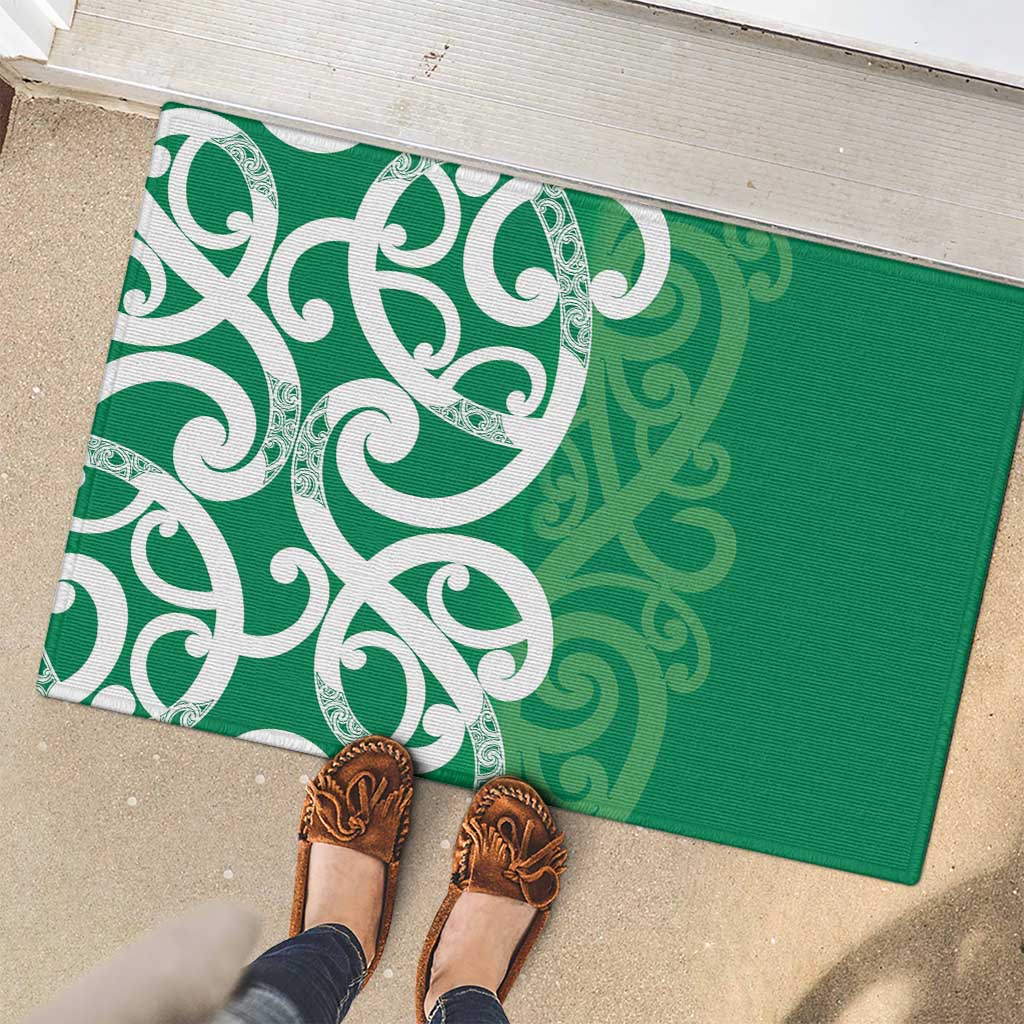 Pounamu Green Maori Rubber Doormat Koru Kowhaiwhai - Aussie Hoodie