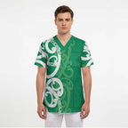 Pounamu Green Maori Scrub Top Koru Kowhaiwhai - Aussie Hoodie