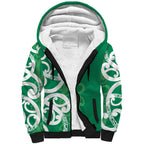 Pounamu Green Maori Sherpa Hoodie Koru Kowhaiwhai - Aussie Hoodie