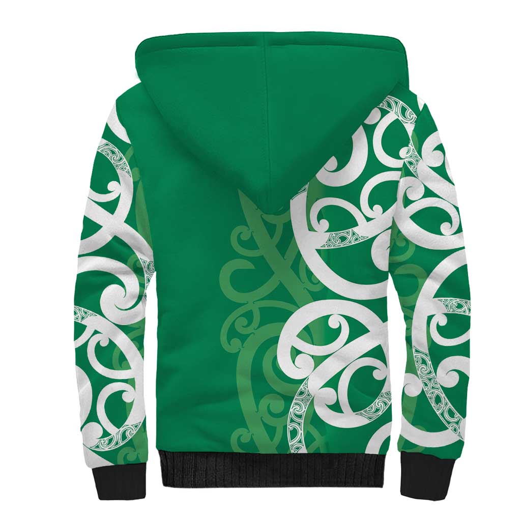 Pounamu Green Maori Sherpa Hoodie Koru Kowhaiwhai - Aussie Hoodie