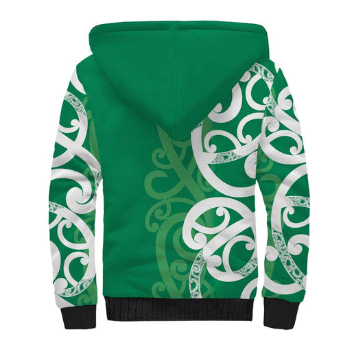 Pounamu Green Maori Sherpa Hoodie Koru Kowhaiwhai - Aussie Hoodie