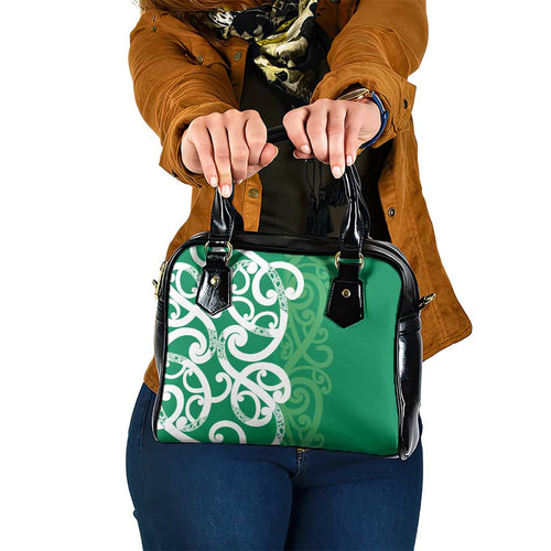 Pounamu Green Maori Shoulder Handbag Koru Kowhaiwhai - Aussie Hoodie