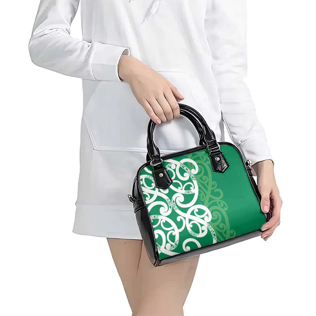 Pounamu Green Maori Shoulder Handbag Koru Kowhaiwhai - Aussie Hoodie