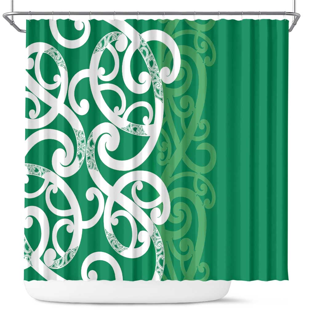 Pounamu Green Maori Shower Curtain Koru Kowhaiwhai - Aussie Hoodie