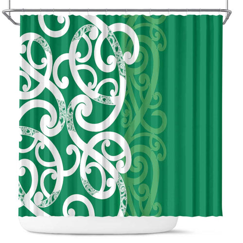 Pounamu Green Maori Shower Curtain Koru Kowhaiwhai - Aussie Hoodie