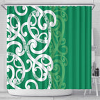 Pounamu Green Maori Shower Curtain Koru Kowhaiwhai - Aussie Hoodie