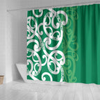Pounamu Green Maori Shower Curtain Koru Kowhaiwhai - Aussie Hoodie