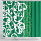 Pounamu Green Maori Shower Curtain Koru Kowhaiwhai - Aussie Hoodie