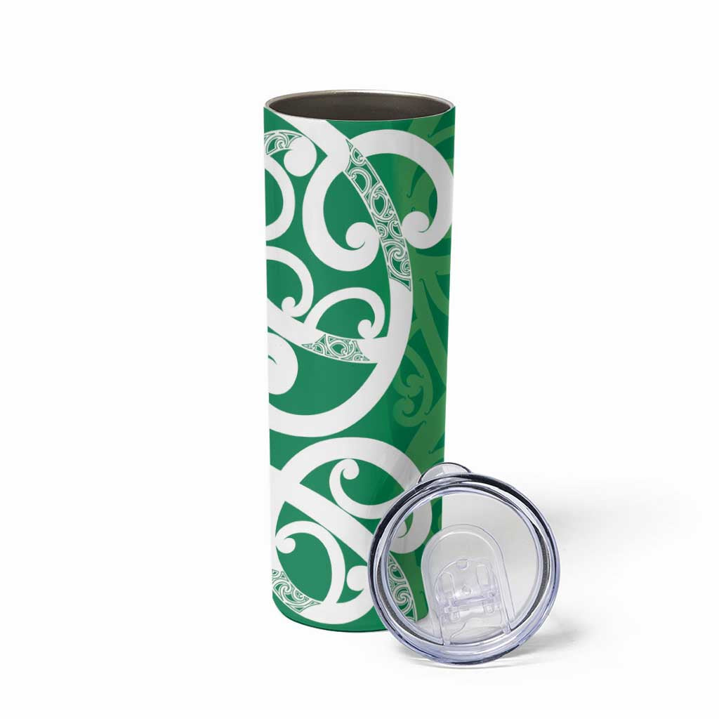 Pounamu Green Maori Skinny Tumbler Koru Kowhaiwhai - Aussie Hoodie