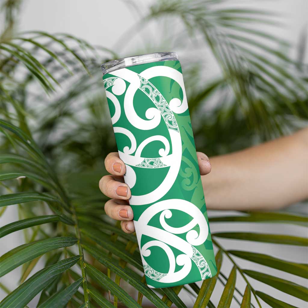 Pounamu Green Maori Skinny Tumbler Koru Kowhaiwhai - Aussie Hoodie