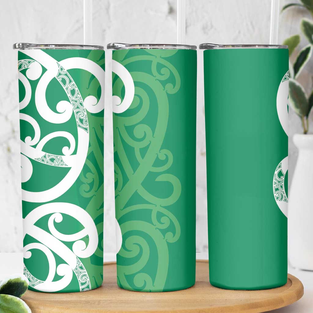 Pounamu Green Maori Skinny Tumbler Koru Kowhaiwhai - Aussie Hoodie