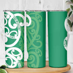 Pounamu Green Maori Skinny Tumbler Koru Kowhaiwhai - Aussie Hoodie